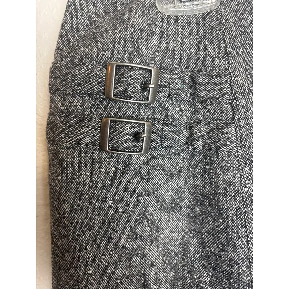Garnet Hill Gray Wool and Silk Blend Skirt with Side Buckle Detail Size 12P
